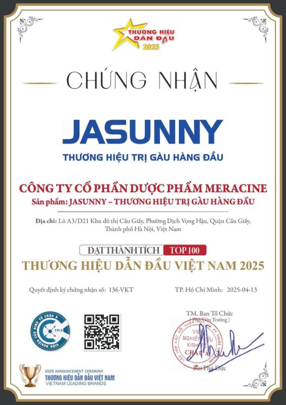 Dầu gội sạch gàu Jasunny được công nhận 'Top 100 Thương hiệu dẫn đầu Việt Nam 2025' - Ảnh 3. Dầu gội sạch gàu Jasunny được công nhận “Top 100 Thương hiệu dẫn đầu Việt Nam 2025” - Ảnh 3.