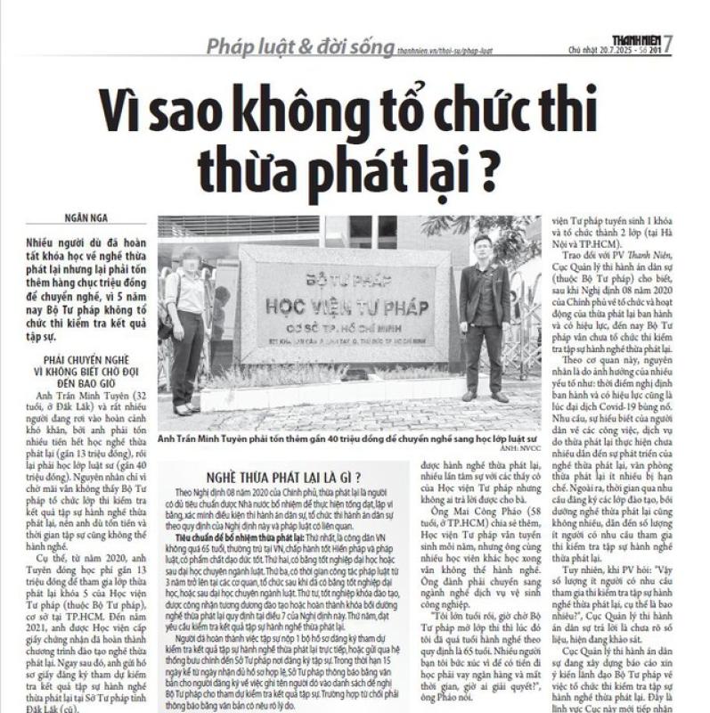 Gỡ khó để tổ chức thi thừa phát lại - Ảnh 1.