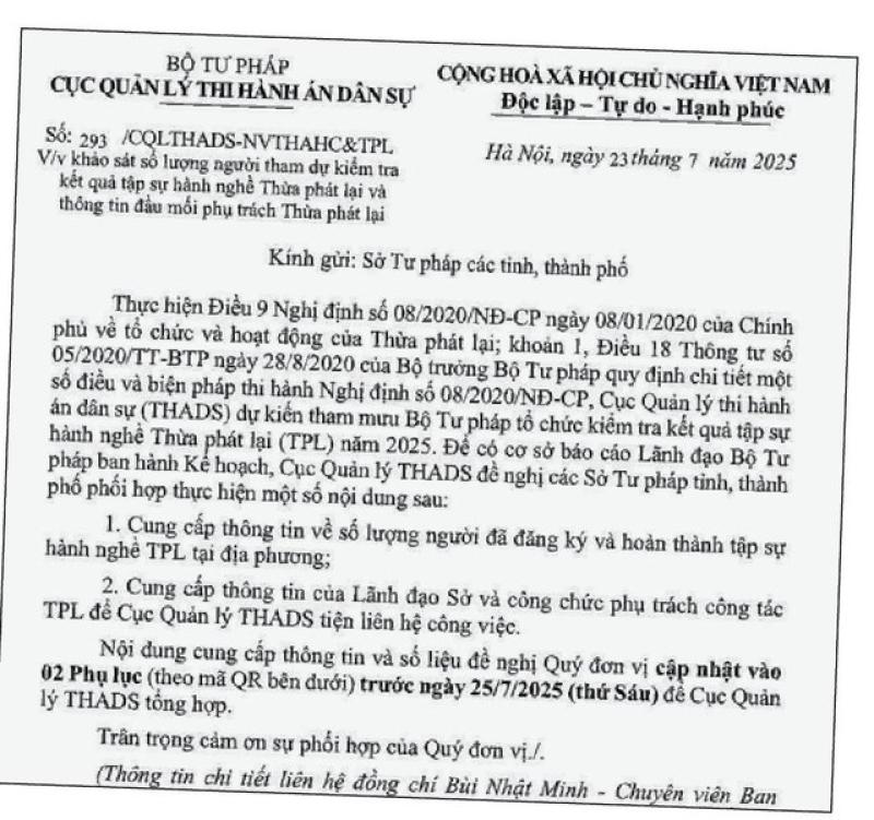 Gỡ khó để tổ chức thi thừa phát lại - Ảnh 2.
