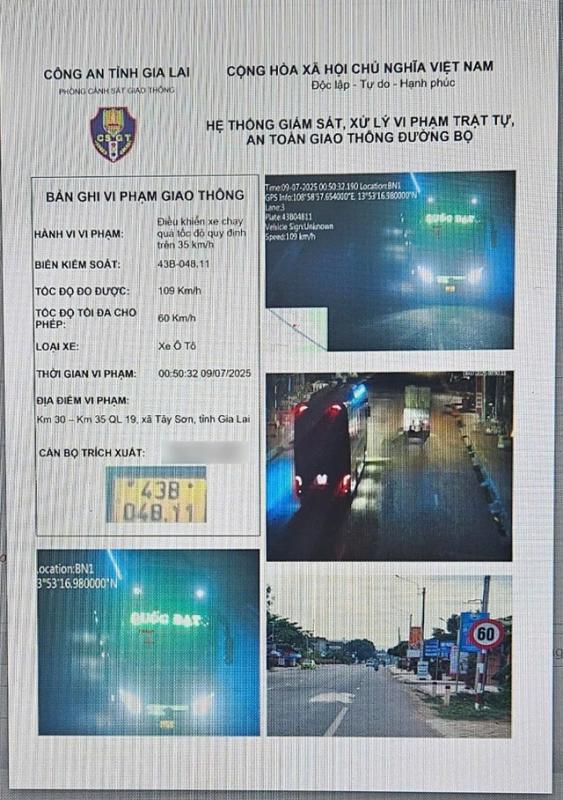 Xe khách vi phạm tốc độ 109 km / giờ tại gia Lai bị CSGT xử lý - Ảnh 1. Xe khách vi phạm tốc độ 109 km / giờ tại gia Lai bị CSGT xử lý - Ảnh 1.
