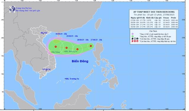 Xuất hiện áp thấp nhiệt đới trên Biển Đông - Ảnh 1.