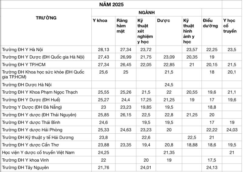 Toàn cảnh điểm chuẩn khối ngành sức khỏe 2025: Thay đổi ra sao ở từng trường, ngành - Ảnh 2.