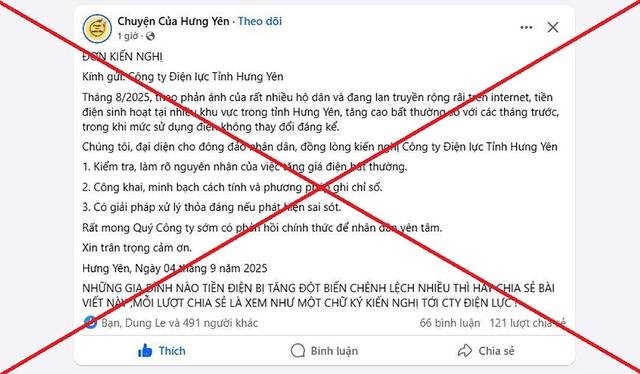 EVNNPC cảnh báo thông tin sai sự thật về hóa đơn tiền điện trên mạng xã hội - Ảnh 3.