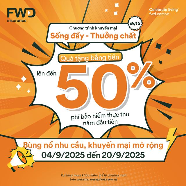 FWD tặng tiền lên tới 50% phí bảo hiểm- Ảnh 1.