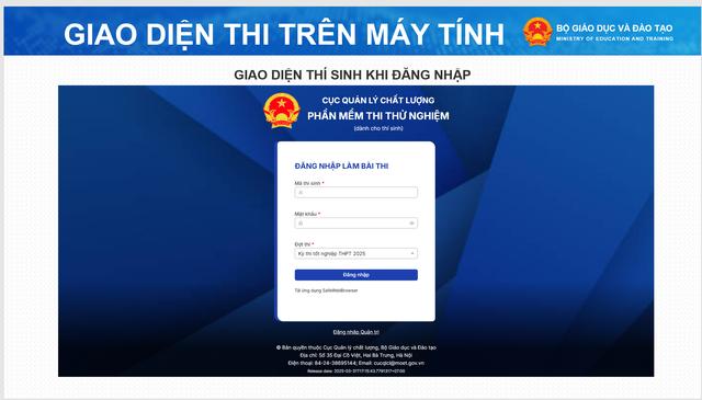Giao diện bài thi tốt nghiệp THPT trên máy tính - Ảnh 1.
