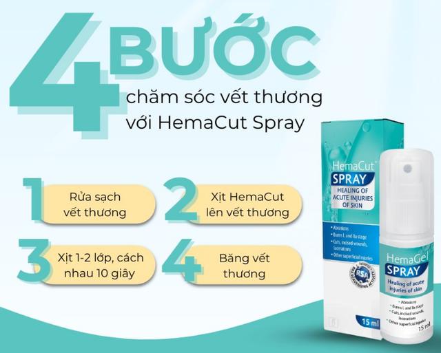 Hướng dẫn sử dụng chai xịt vết thương Hemacut Spray giúp mau lành và ngăn ngừa sẹo- Ảnh 1.