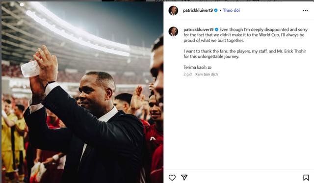 HLV Kluivert viết tâm thư đau lòng vì bị Indonesia sa thải: 'Tôi vô cùng thất vọng...'- Ảnh 1.