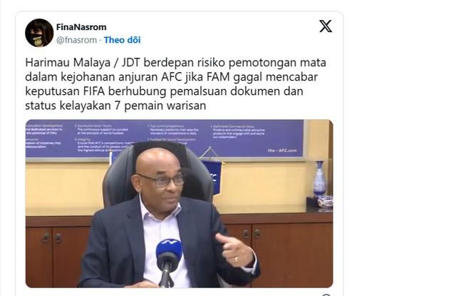 Mới: Sếp lớn AFC nói thẳng về nguy cơ lớn Malaysia bị trừ điểm, quá trình kháng cáo cực phức tạp- Ảnh 3.