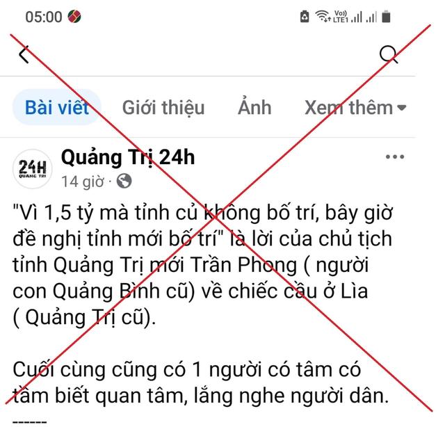 Nhiều trang mạng bị xác minh vì xuyên tạc ý của Chủ tịch UBND tỉnh Quảng Trị - Ảnh 2.
