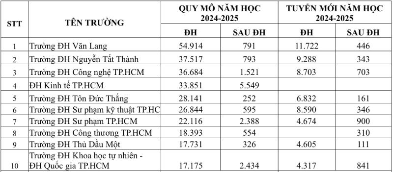 Trường ĐH nào có quy mô đào tạo lớn nhất TP.HCM? - Ảnh 2.
