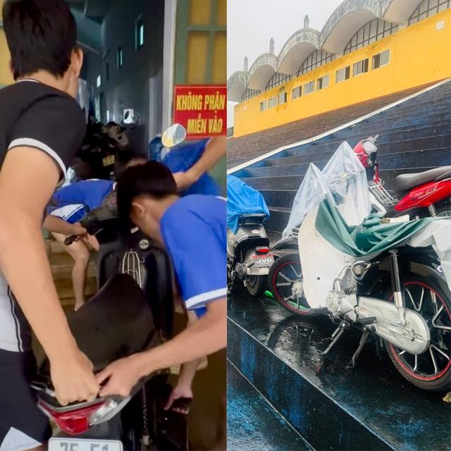 ' Bà con yên tâm , xe an toàn nhé ' tại sân vận động Huế giữa lũ lịch sử - Ảnh 1.