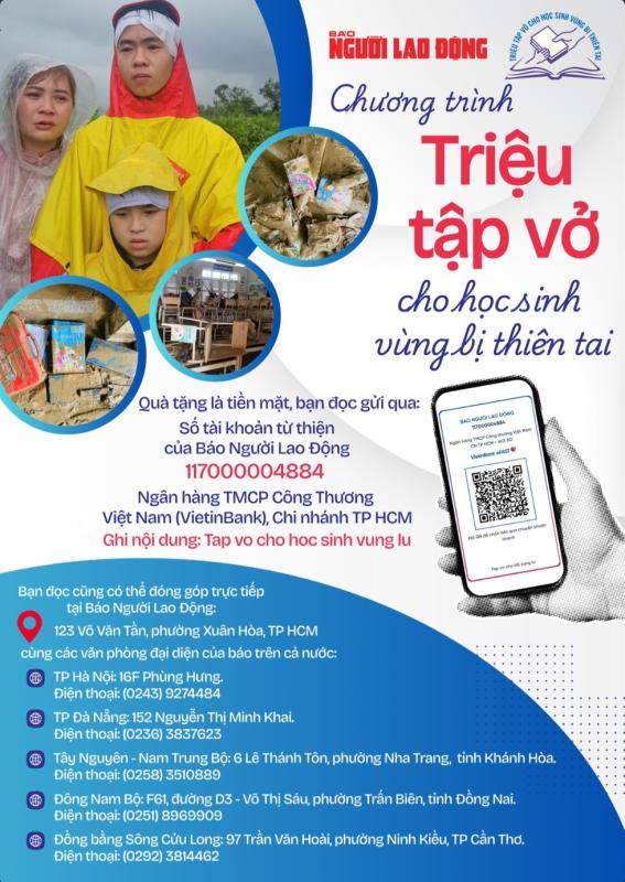 Báo Người Lao Động phát động chương trình Triệu tập vở cho học sinh vùng bị thiên tai- Ảnh 8.