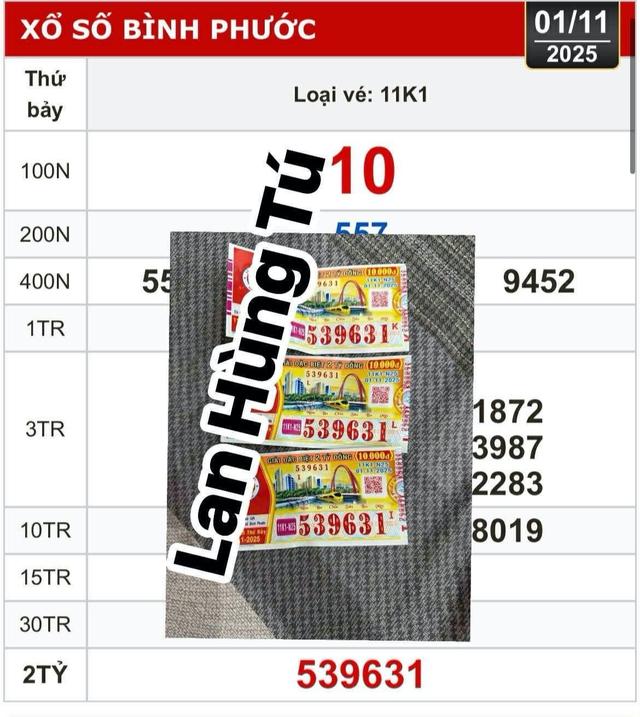 Giải độc đắc xổ số miền Nam ngày 1 tháng 11: Đại lý Tây Ninh đổi thưởng 3 tờ
- Ảnh 1.