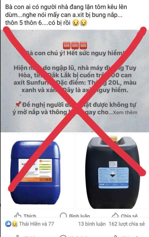 Thông tin về axit sunfuric trôi nổi trong nước lũ và sự thật về các ca tử vong - Ảnh 1.