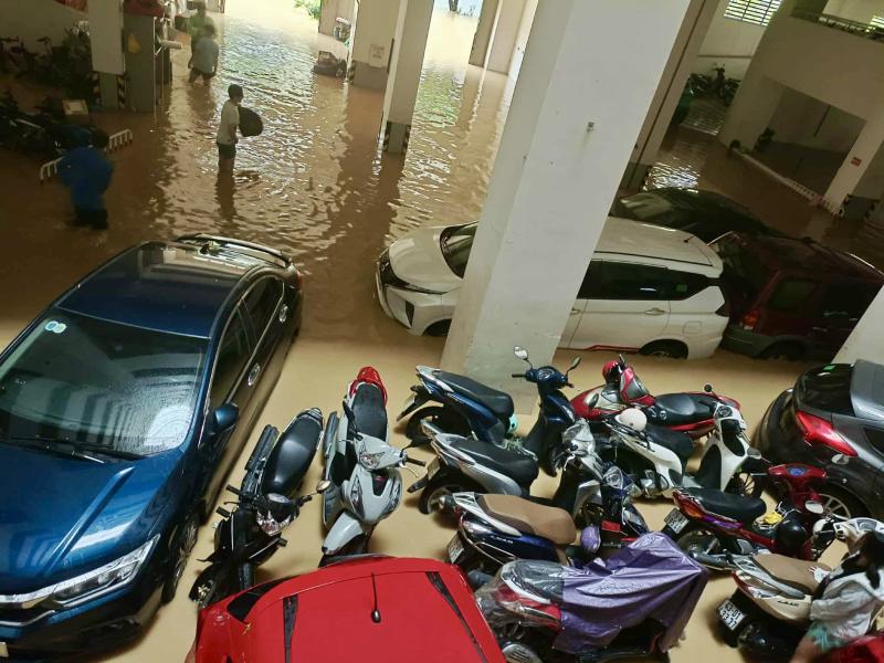 Khánh Hòa: Nhìn từ tầng cao, bất lực cảnh hàng loạt ô tô bị nhấn chìm chỉ sau một đêm - Ảnh 3.