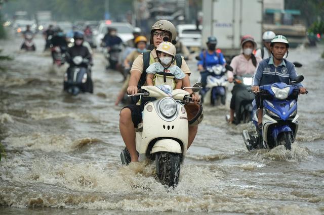 Triều cường vượt lịch sử ở TP.HCM: Nhiều phường xã ngập nước, sâu nhất 1,2 m - Ảnh 1.