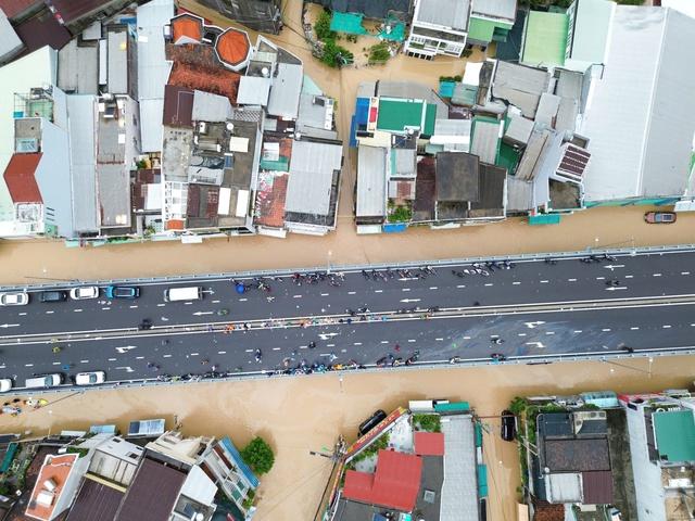 Biển nước ngập lụt Tây Nha Trang, vòng xoay Ngọc Hội thành nơi 'cứu' ô tô- Ảnh 8.
