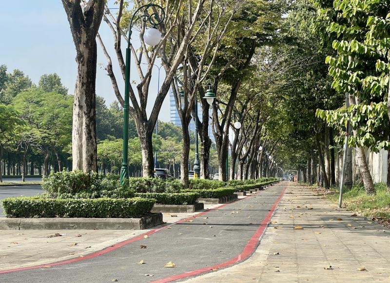 Làn xe đạp đầu tiên ở TP.HCM sắp hoàn thành: Người dân hào hứng trải nghiệm - Ảnh 12.