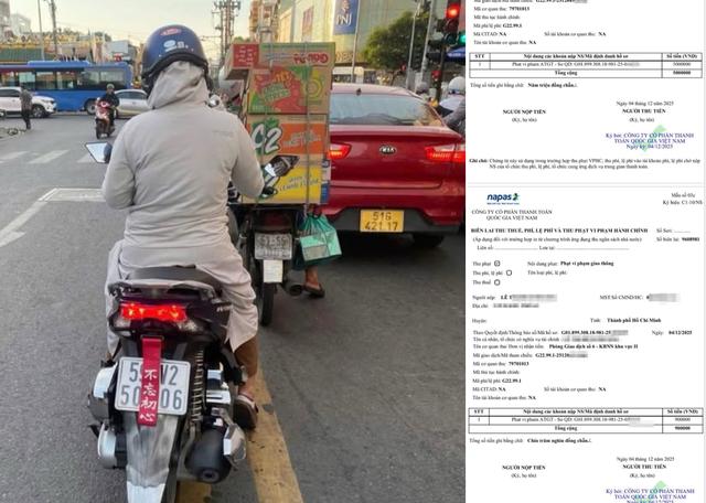 Dán 'bùa' che biển số xe, 2 người phụ nữ bị CSGT TP.HCM xử phạt - Ảnh 1.