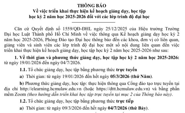 Lịch nghỉ Tết Nguyên đán 2026 dài kỷ lục gần 2 tháng ở một trường ĐH - Ảnh 1.
