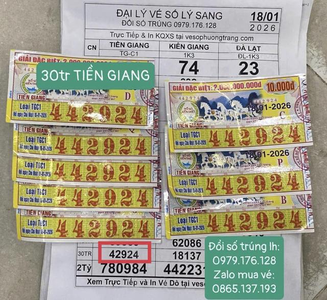 TP.HCM: Vừa xuất hiện vé trúng xổ số miền Nam ngày 18 tháng 1 đài Tiền Giang- Ảnh 1.