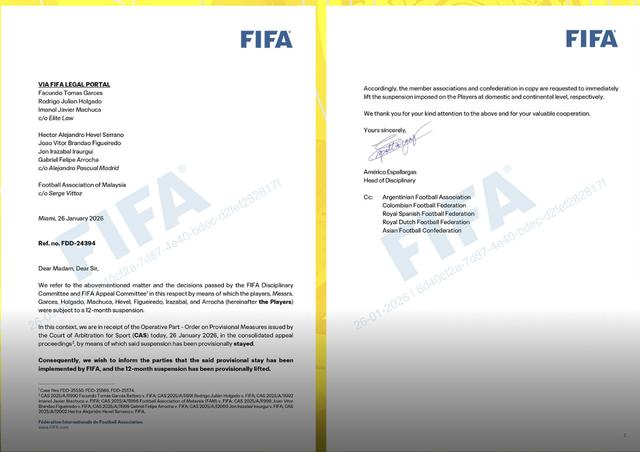 FIFA nối gót CAS, công bố lệnh tạm gỡ án phạt 7 cầu thủ nhập tịch 'lậu' Malaysia: Việt Nam lo lắng- Ảnh 1.