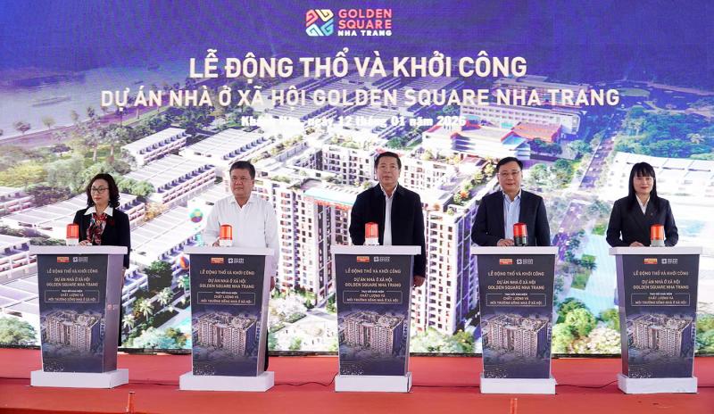 Khánh Hòa khởi công đồng loạt 2 dự án nhà ở xã hội hơn 1.700 căn   - Ảnh 1.