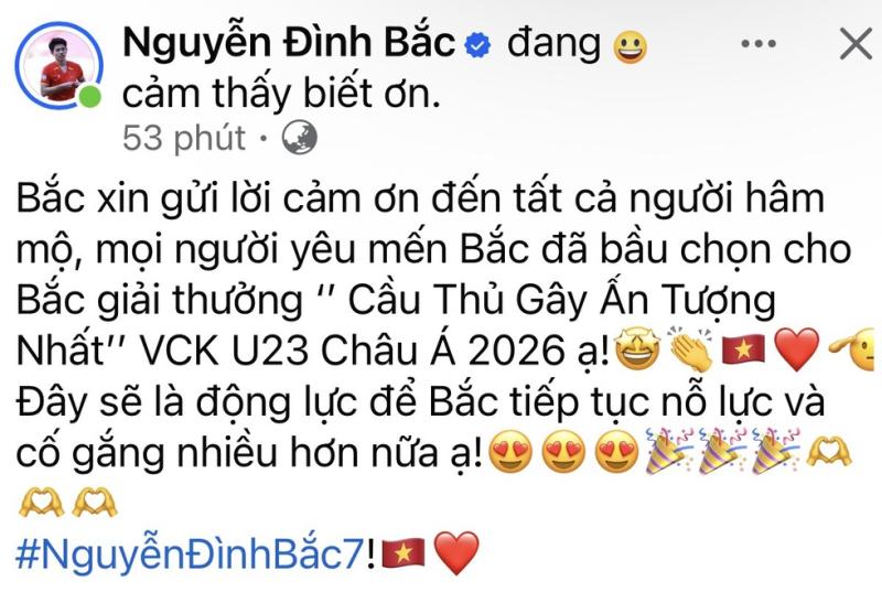 Đình Bắc thắng áp đảo, trở thành Cầu thủ được yêu thích nhất U.23 châu Á- Ảnh 2.