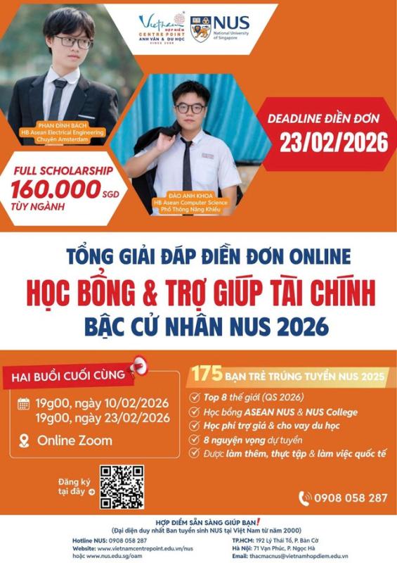23.2: Ăn tết không quên hoàn tất hồ sơ dự tuyển học bổng cử nhân NUS - Ảnh 1.