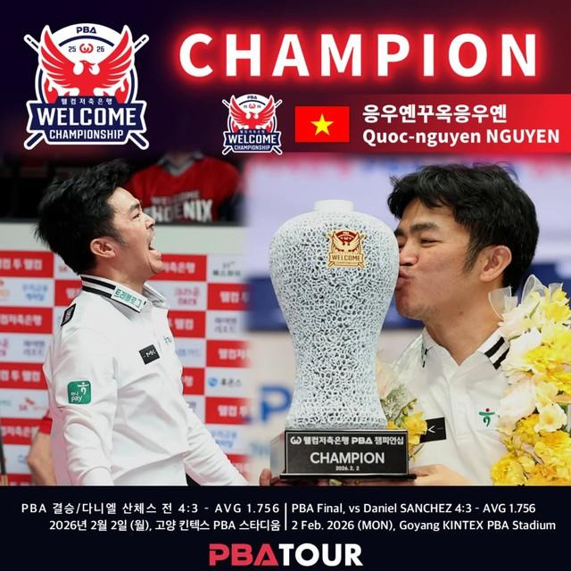 Ngược dòng ngoạn mục, Nguyễn Quốc Nguyện vô địch giải billiards PBA: Gần 1,8 tỉ đồng tiền thưởng- Ảnh 1.