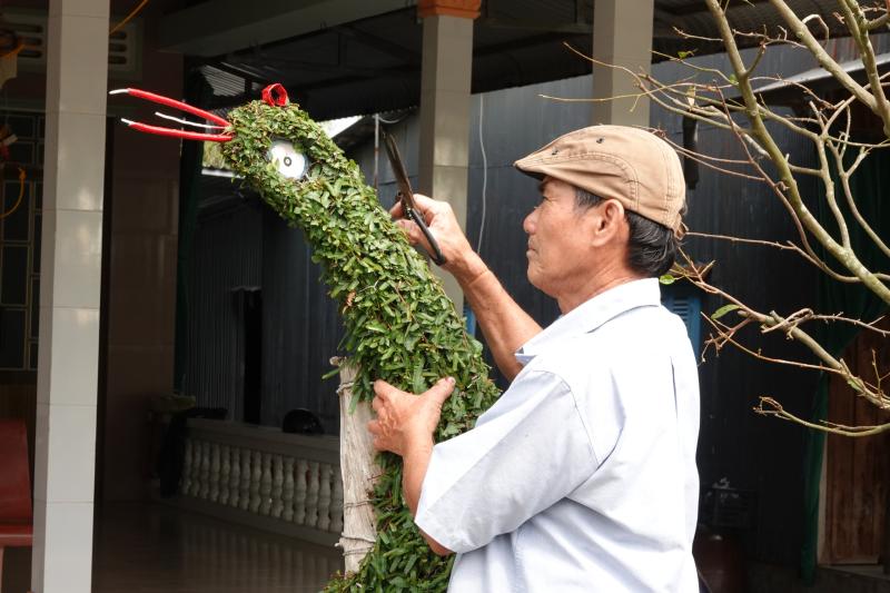 Lão nông miền Tây uốn cây thuốc nam thành kiểng thú, làm đẹp sân nhà ngày tết - Ảnh 3.