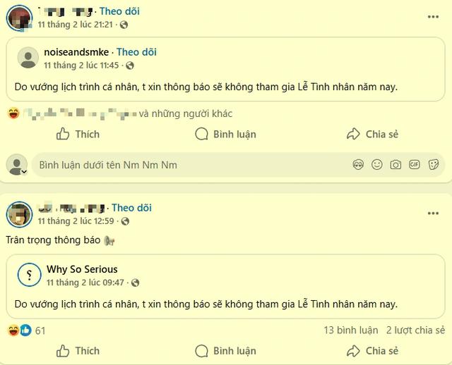 'Do vướng lịch trình cá nhân, xin thông báo sẽ không tham gia Valentine năm nay' - Ảnh 2.