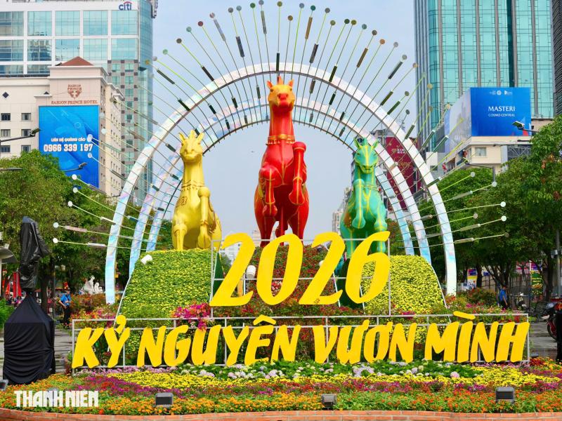 Nhìn từ trên cao, đường hoa Nguyễn Huệ rực rỡ trước giờ khai mạc - Ảnh 15.