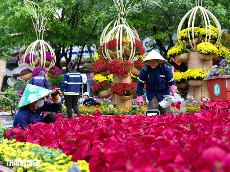 Nhìn từ trên cao, đường hoa Nguyễn Huệ rực rỡ trước giờ khai mạc - Ảnh 14.