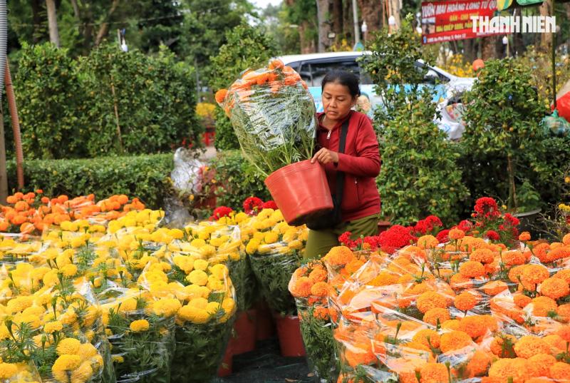Chiều 27 tết, chợ hoa tết TP.HCM người bán cười tươi: 'Sắp hết! Sắp về nhà rồi!' - Ảnh 9.