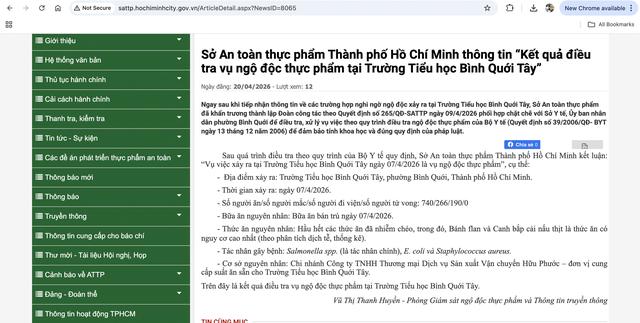 Chính thức công bố kết quả điều tra ngộ độc thực phẩm tại Trường Bình Quới Tây - Ảnh 3.