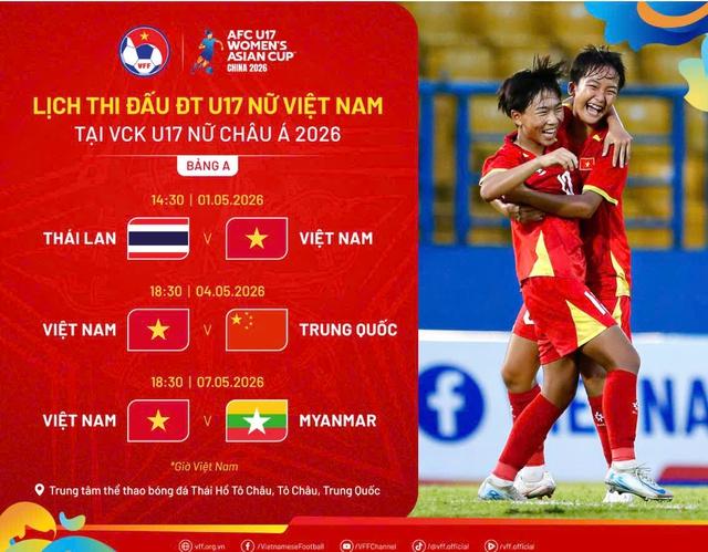 Lịch thi đấu U.17 nữ Việt Nam mới nhất tại châu Á, chạm trán Thái Lan, Trung Quốc: TV360 phát trực tiếp- Ảnh 1.