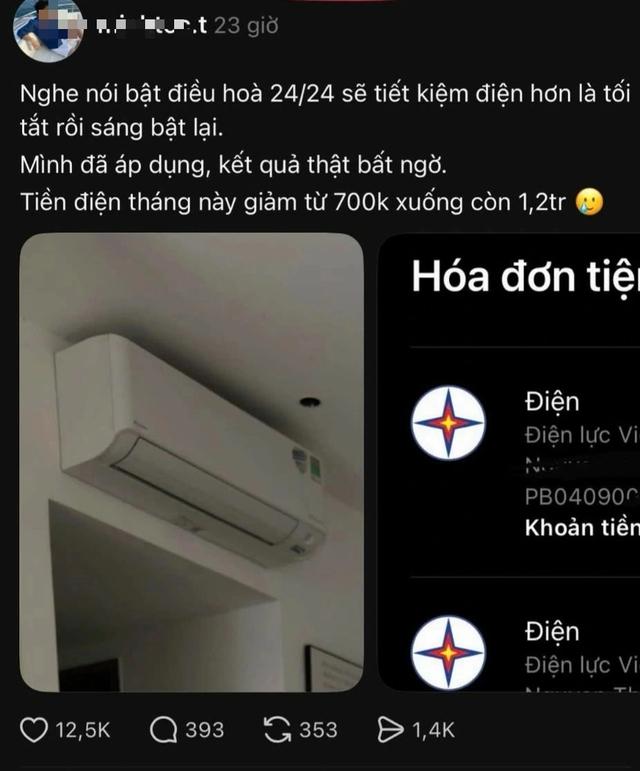 Tranh cãi chuyện bật điều hòa 24/24 giúp tiết kiệm điện? - Ảnh 1.
