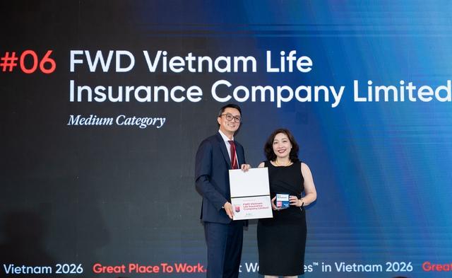 FWD Việt Nam được vinh danh ‘Nơi làm việc xuất sắc hàng đầu Việt Nam 2026’- Ảnh 1.