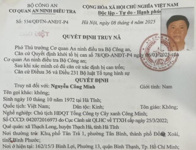 Bộ Công an tiếp tục yêu cầu ông chủ cây xanh Công Minh ra đầu thú- Ảnh 1.