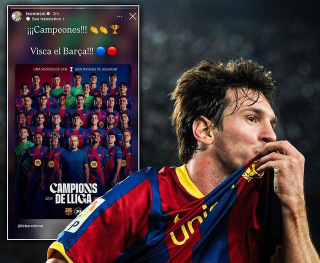 Messi chúc mừng Barcelona sớm vô địch La Liga, Yamal chính thức vượt mặt Ronaldo- Ảnh 1.