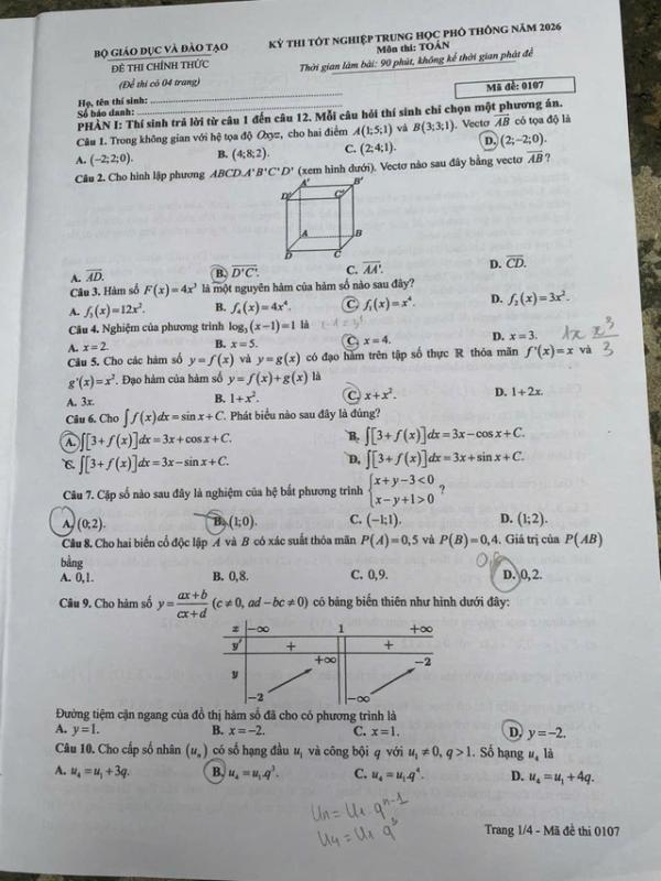 Thi tốt nghiệp THPT 2026: Đề chính thức môn toán xem tại đây - Ảnh 1.